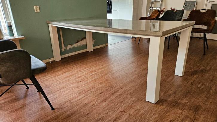 Eettafel aangeboden 220 lang., Huis en Inrichting, Tafels | Eettafels, Gebruikt, 50 tot 100 cm, 200 cm of meer, Rechthoekig, Ophalen