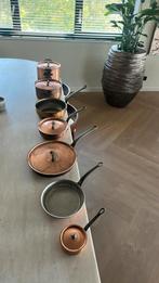 Falk koperen pannen set, rvs binnenkant., Huis en Inrichting, Keuken | Potten en Pannen, Ophalen, Zo goed als nieuw, Rvs, Pannenset