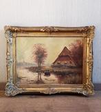 Oud schilderij landschap op linnen, Ophalen