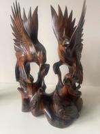 Indonesisch Houtsnijwerk - Vogels - 42cm & 31cm, Antiek en Kunst, Kunst | Beelden en Houtsnijwerken, Ophalen