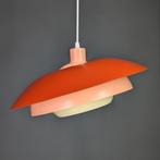 Unieke Deense designlamp, oranje en geel, vintage hanglamp, Minder dan 50 cm, Ophalen of Verzenden, Metaal, Zo goed als nieuw