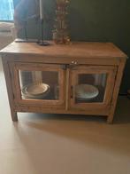 Oude houten glazen vitrine kast, Ophalen of Verzenden