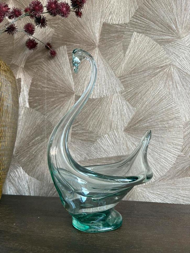 Vintage Art | Glazen zwaan schaal - decoratie, Antiek en Kunst, Antiek | Glas en Kristal, Ophalen of Verzenden