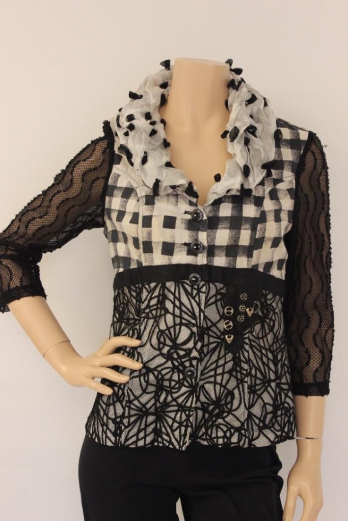 Save the Queen zwart/wit vestje maat M, Kleding | Dames, Tops, Zo goed als nieuw, Maat 38/40 (M), Zwart, Lange mouw, Ophalen of Verzenden