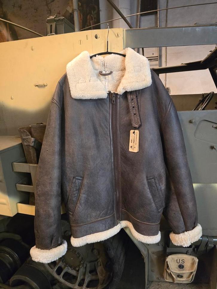 Vintage lammy coat - shearling - pilotenjas XL (9), Kleding | Heren, Jassen | Winter, Gedragen, Maat 56/58 (XL), Bruin, Ophalen of Verzenden