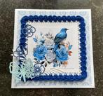 Nr 5 wenskaart met haakwerk. Vogel bloemen in blauw wit, Hobby en Vrije tijd, Kaarten | Zelfgemaakt, Ophalen of Verzenden, Nieuw