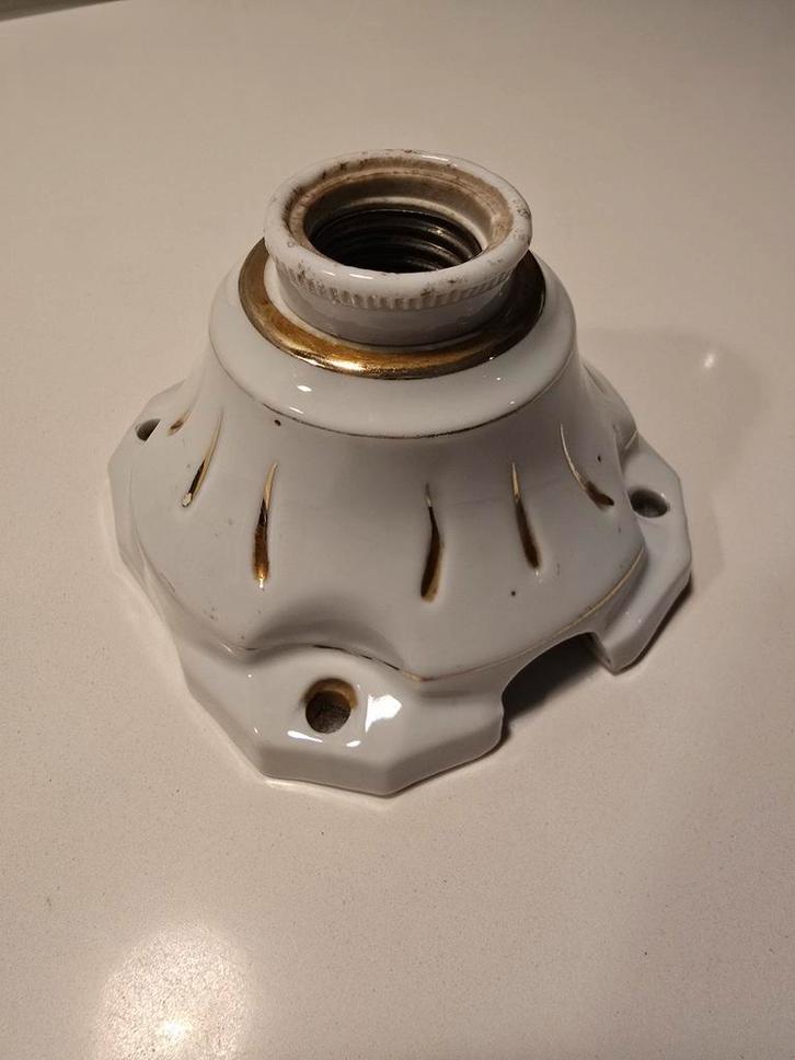 Prachtige antieke plafondarmatuur, handbeschilderd porselein, Antiek en Kunst, Antiek | Lampen, Ophalen of Verzenden