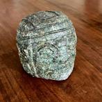 Oud malachiet beeld van een hoofd, Antiek en Kunst, Kunst | Beelden en Houtsnijwerken, Ophalen of Verzenden