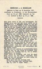 Biggelaar Henricus 1911 Best 1968 Eindhoven, Ophalen of Verzenden, Bidprentje