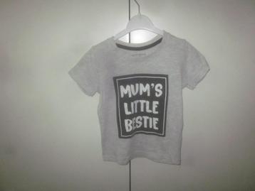 Lichtgrijs/zwart/wit shirtje Mum's little Bestie mt 86 zgan beschikbaar voor biedingen