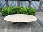 Eiken Deens ovale tafel met matrix poot en facet rand 240cm, Huis en Inrichting, Tafels | Eettafels, 100 tot 150 cm, Eikenhout