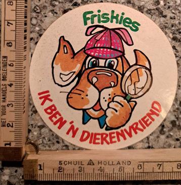 Vintage sticker Friskies ik ben 'n dierenvriend logo strip  beschikbaar voor biedingen