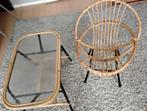 Vintage Rotan Setje - Stoel en Tafel, Huis en Inrichting, Stoelen, Ophalen, Gebruikt, Bruin, Vintage