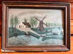 Schilderij J B landschap met windmol brug boat huisje, Antiek en Kunst, Kunst | Schilderijen | Klassiek, Ophalen of Verzenden