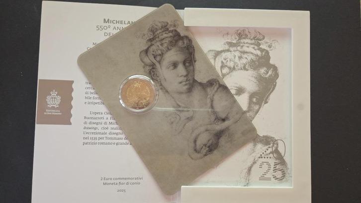 San Marino 2025: 550e Verjaardag van Michelangelo, Postzegels en Munten, Munten | Europa | Euromunten, Losse munt, 2 euro, San Marino