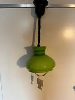 Groene retro hanglamp van glas in hoogte verstelbaar, Ophalen of Verzenden, Huis en Inrichting