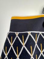 J540 Samoon: set: rok+trui: fijn-gebreid d-blauw/wit/bruin, Maat 38/40 (M), Blauw, Ophalen of Verzenden, Zo goed als nieuw