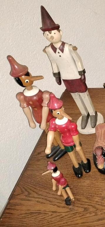 Houten Pinokkio Popjes - Vintage Decoratie beschikbaar voor biedingen