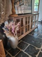 Eiken dressoir/vitrinekast, Ophalen, Zo goed als nieuw, 25 tot 50 cm, Glas