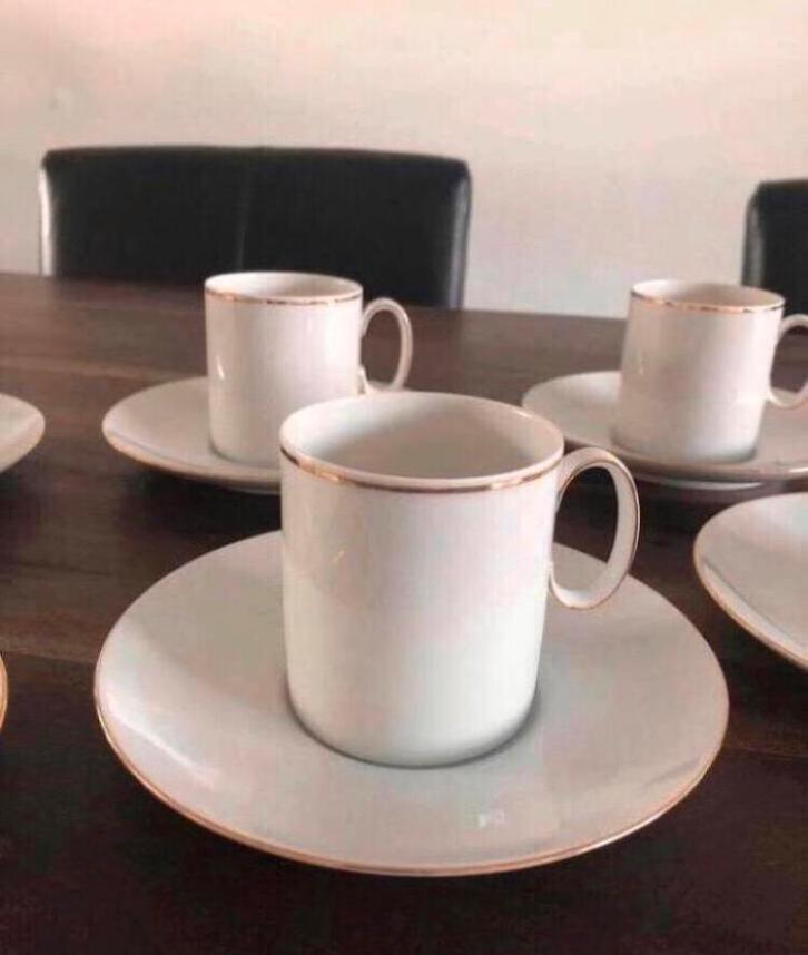 💝 Vintage THOMAS MEDAILLON kop schotel wit goud, Huis en Inrichting, Keuken | Servies, Zo goed als nieuw, Kop(pen) en/of Schotel(s)