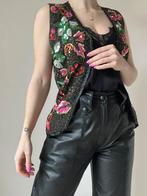 Vintage pailletten gilet, M. Boho bohemian festival bloem, Maat 38/40 (M), Overige kleuren, Verzenden, Vintage