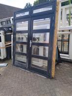 Kozijn met dubbele deuren en bovenlichten, Ophalen, Glas, 120 cm of meer, 215 cm of meer