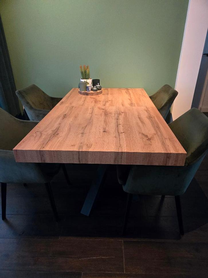 Uitschuifbare eettafel, Huis en Inrichting, Tafels | Eettafels, Zo goed als nieuw, 50 tot 100 cm, Rechthoekig, Ophalen