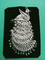 Mooie Grote Handgemaakte Zilveren Djokja Broche - Pauw, Sieraden, Tassen en Uiterlijk, Verzenden, Zilver, Broche