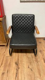 Zwart leren zit fueteul, Huis en Inrichting, Stoelen, Ophalen, Zo goed als nieuw, Zwart, Eén