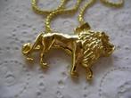 Een mooie Goudkleurige ketting en Goudkleurige Leeuw Hanger, Sieraden, Tassen en Uiterlijk, Antieke sieraden, Verzenden, Overige materialen