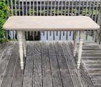 Grenen eettafel gerestyled met houten bovenblad, Ophalen, Zo goed als nieuw, Landelijk Scandinavisch Ibiza, Vier personen