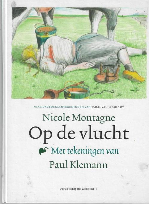 Nicole Montagne Op de vlucht (tekeningen van Paul Klemann), Boeken, Kunst en Cultuur | Beeldend, Zo goed als nieuw, Schilder- en Tekenkunst