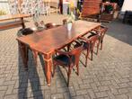 Stamtafel 240x80 cm tafel eettafel vintage bistro, Gebruikt, Eikenhout, 200 cm of meer, Vijf personen of meer