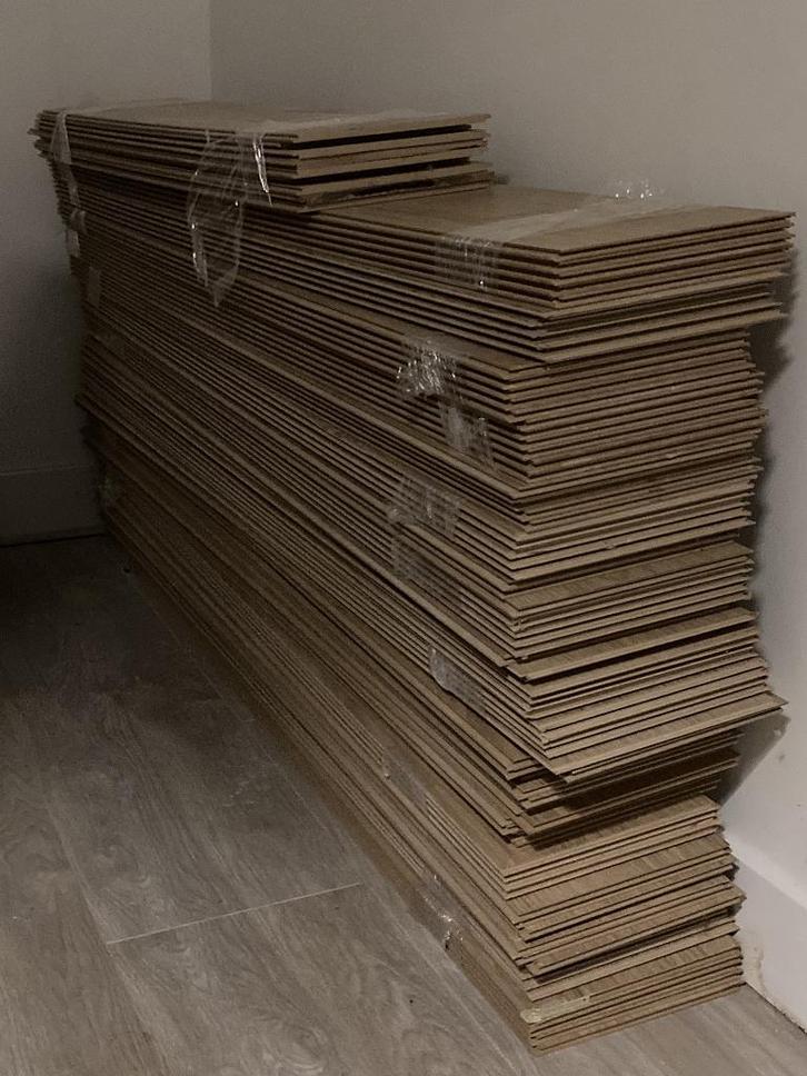 Houten laminaat (totaal 27 m2), Doe-het-zelf en Verbouw, Vloerdelen en Plavuizen, Gebruikt, Laminaat, Hout, 50 tot 150 cm, 10 tot 30 cm