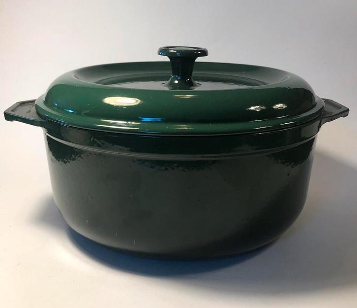 Vintage geëmailleerde gietijzeren stoof-, braadpan, cocotte, Huis en Inrichting, Keuken | Potten en Pannen, Zo goed als nieuw
