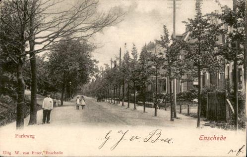 Enschede Parkweg st 1905 uitg  W. van Enter, Verzamelen, Ansichtkaarten | Nederland, Gelopen, Overijssel, Voor 1920, Verzenden