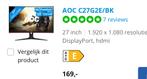 AOC monitor C27G2E/BK, Ophalen of Verzenden, Nieuw