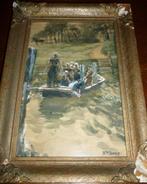 Aquarel - 1890 - Mathieu HORRIX - Overzetveer Arnemuiden, Antiek en Kunst, Kunst | Schilderijen | Klassiek, Ophalen