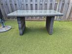 Mooie tuintafel van polyratan met glasplaat., Ophalen, Zo goed als nieuw, Rechthoekig, Wicker