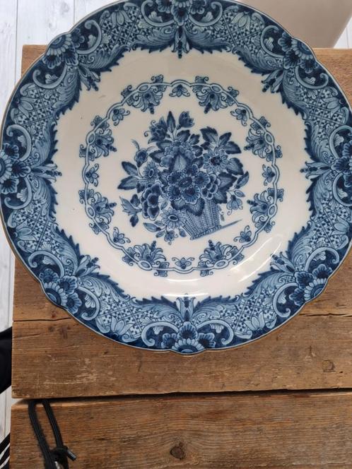 Antiek Makkumer Aardewerk Sierbord - Delftsblauw, Antiek en Kunst, Antiek | Schalen, Ophalen