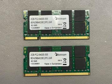 2 Gb DDR2 PC6400 800Mhz so-dimm  geheugen (set van 2) beschikbaar voor biedingen