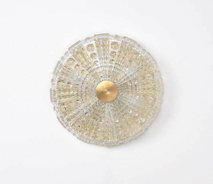 Lyfa Scandinavische plafondlamp, Orrefors 1960s, Huis en Inrichting, Lampen | Plafondlampen, Gebruikt, Glas, Metaal, Ophalen of Verzenden