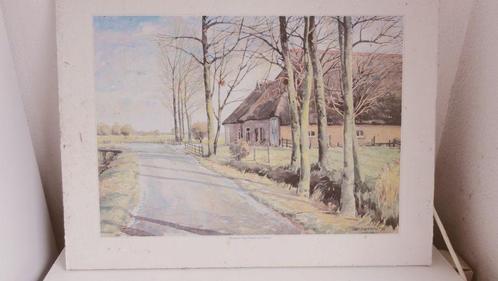 Boerderij in Oudega door Leo Vierhout schilderij, Antiek en Kunst, Kunst | Schilderijen | Klassiek, Ophalen of Verzenden