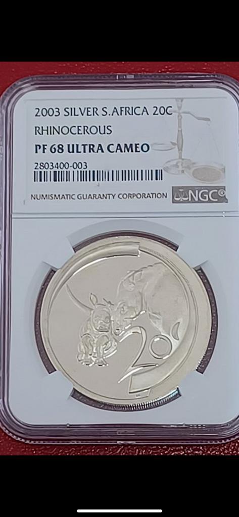 Zeldzame 1 oz zilveren munt south afrika pf 68 ultra cameo, Postzegels en Munten, Munten | Afrika, Zuid-Afrika, Zilver, Ophalen of Verzenden