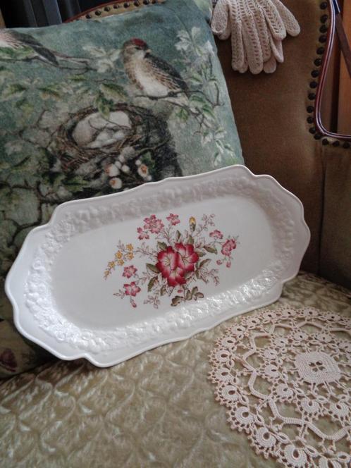 Brocante Engelse Cakeschaal Crown Ducal ** Mimosa **, Antiek en Kunst, Antiek | Servies los, Ophalen of Verzenden