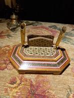 Penhouder, brievenstandaard met dubbele koperen penhouders, Antiek en Kunst, Ophalen of Verzenden