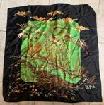 Te koop sjaal zuiver zijde rolzoom handgezoomd groen zwart, Ophalen of Verzenden, Zo goed als nieuw, Sjaal