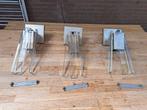 Drie wandlampen van staal en glas., Ophalen, Gebruikt, Glas
