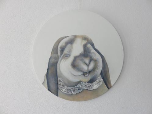 schilderij Konijn 89cm doorsnede, Huis en Inrichting, Woonaccessoires | Schilderijen, Tekeningen en Foto's, Nieuw, Schilderij