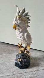 Groote Kaketoe Atlantis sculptuur brons met porselein H42cm, Ophalen of Verzenden